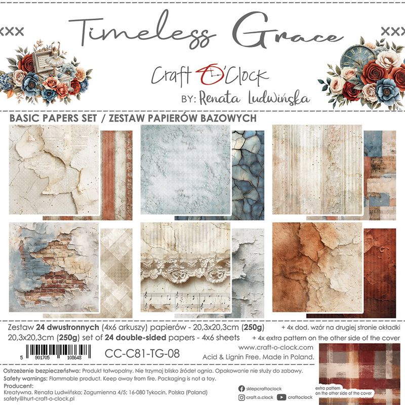 TIM E L E S S G R A C E -   a s e t o f  p a p e r s - 2 0,3 x2 0,3 c m -  B A SIC