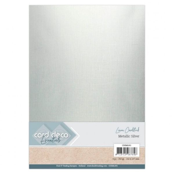 Linen Cardstock - Metallic Silver (6pcs) - A4