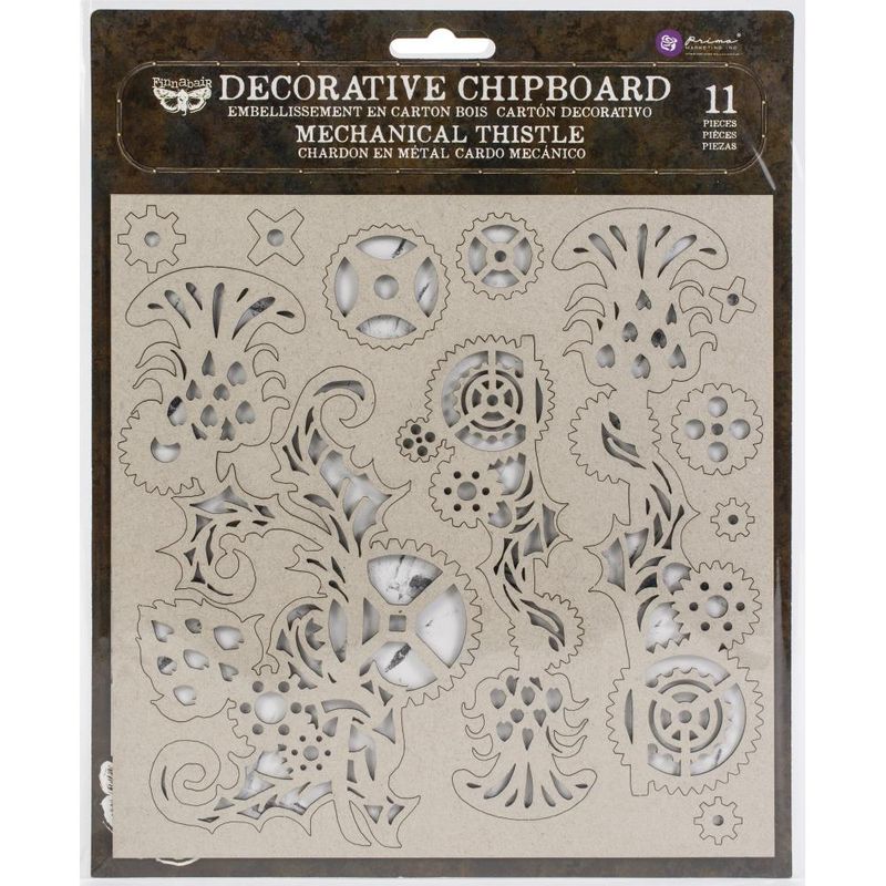 Finnabair Decorative Chipboard Mechanical Thistle, 11/Pkg