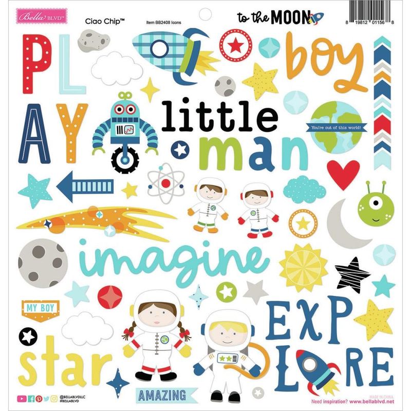  To The Moon - Chipboard Stickers 12