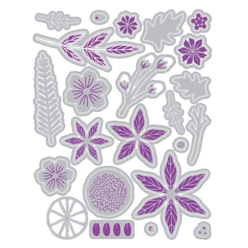 Clear Stamps w/ Framelits Die Winter Florals (24+44pcs) by Vicki Boutin