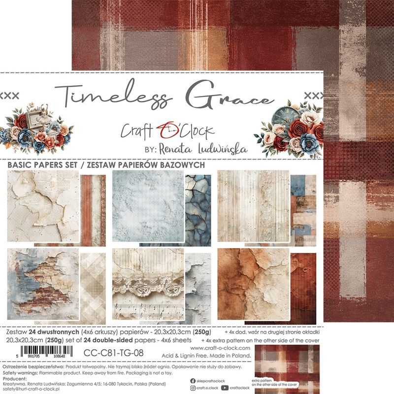 TIM E L E S S G R A C E -   a s e t o f  p a p e r s 2 0,3 x2 0,3 c m -  MIX