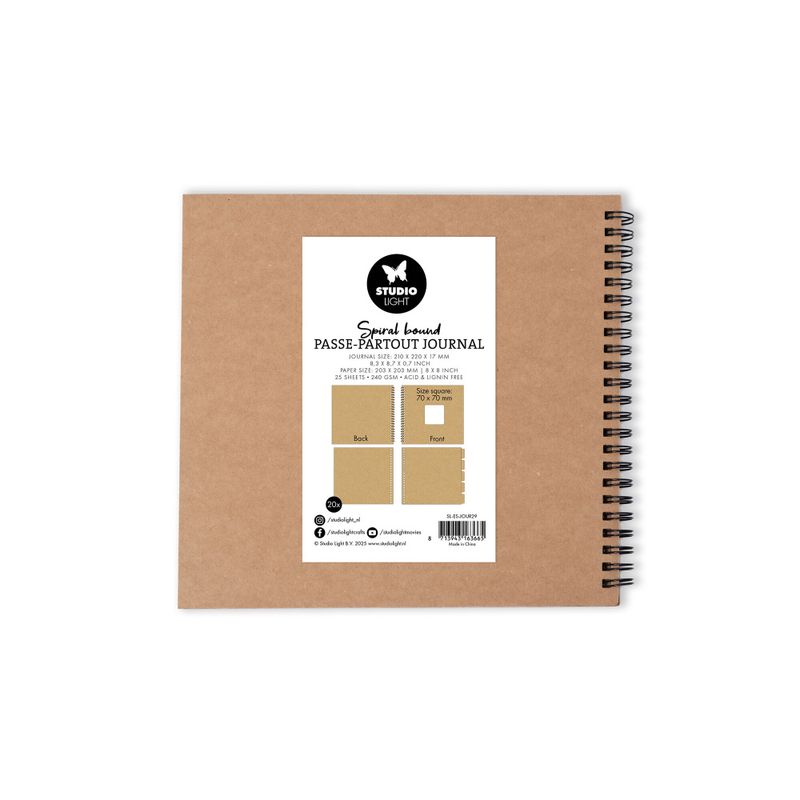 Spiral Bound Passe-Partout Journal 8x8 Inch Kraft 