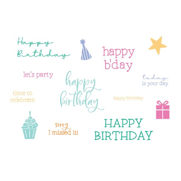 Clear Stamps Print & Pattern Birthday Sentiments (13pcs) 