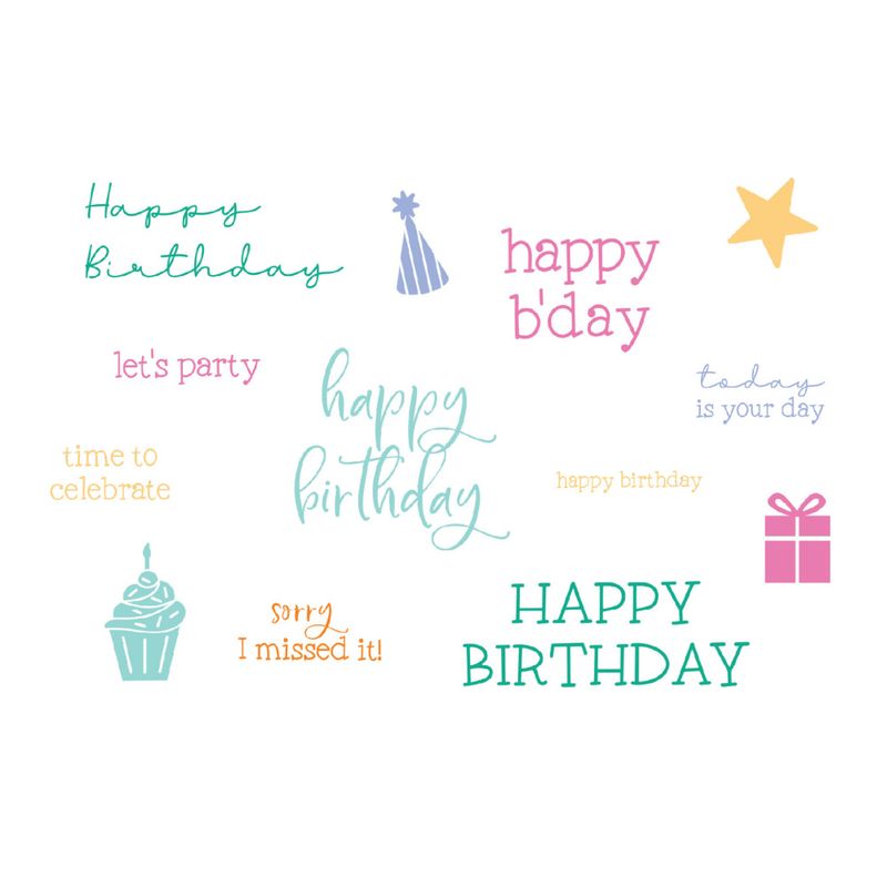 Clear Stamps Print & Pattern Birthday Sentiments (13pcs) 