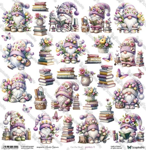 ScrapAndMe - White Roses – Gnomes 4 -  12x12