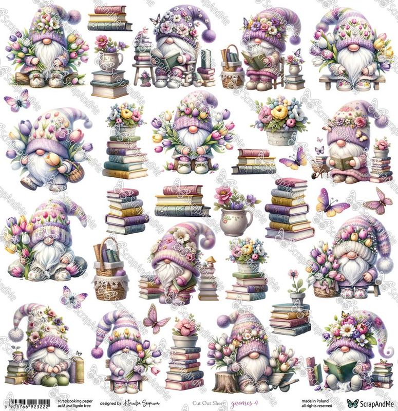 ScrapAndMe - White Roses – Gnomes 4 -  12x12