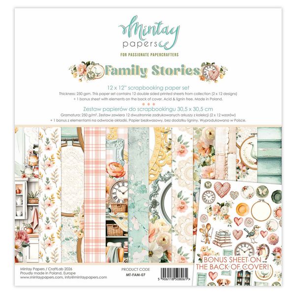Family Stories 12x12 Inch Scrapbooking Paper Set 