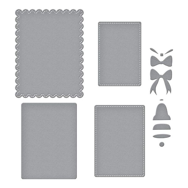 All About Christmas Etched Dies Bow & Bell Scallop Frame