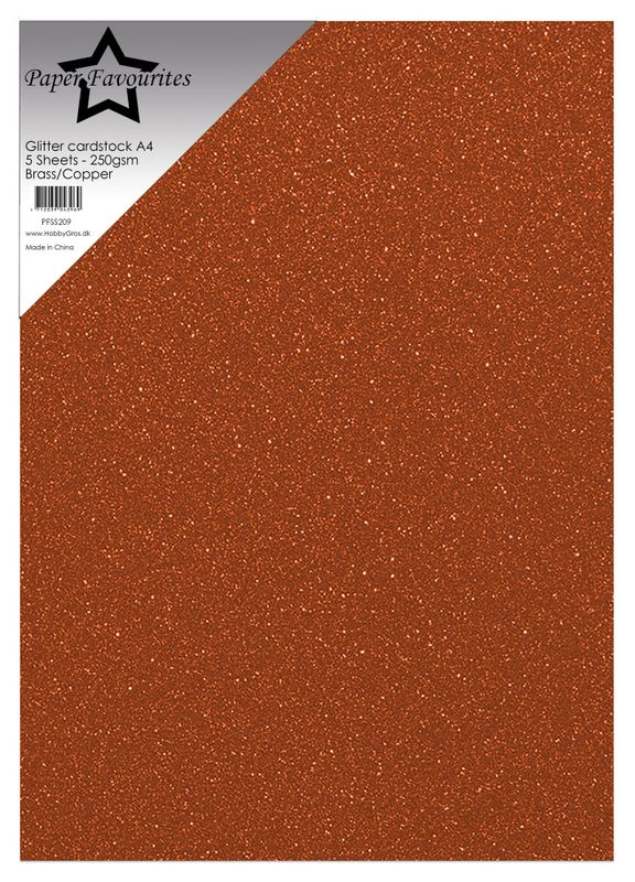 Brass/Copper A4 Glitter Cardstock 250gsm (5pcs)