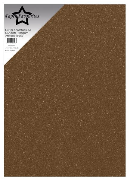 Antique Brass A4 Glitter Cardstock 250gsm (5pcs)