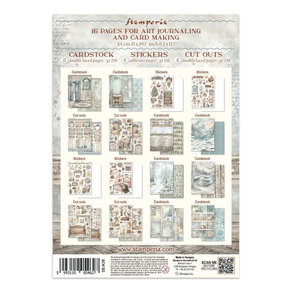 White Christmas Junk Journal Stickers, Backgrounds, Cut-Outs by Cristina Radovan