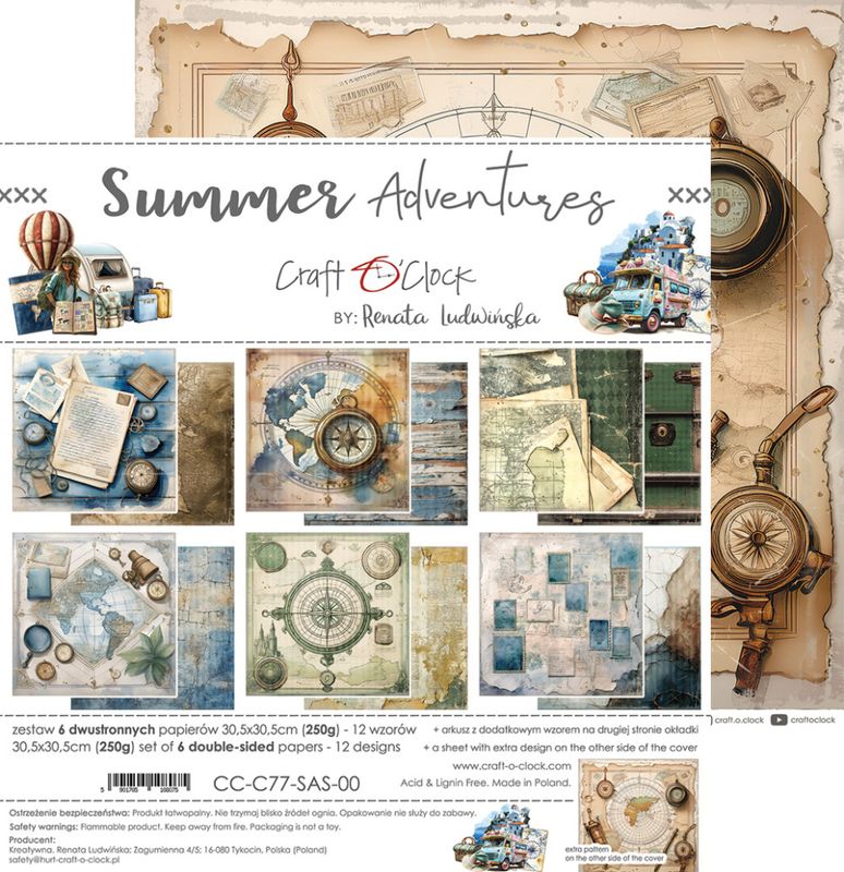SUMMER ADVENTURES - A SET OF PAPERS 30,5X30,5CM