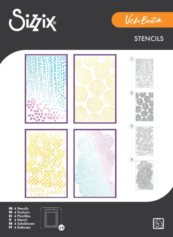 A5 Stencil Stitched Florals (4pcs) by Vicki Boutin