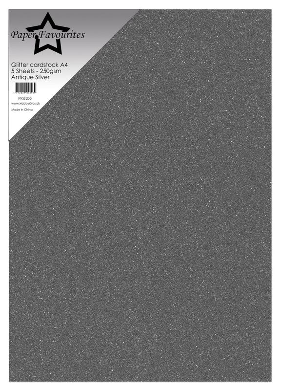 Antique Silver A4 Glitter Cardstock 250gsm (5pcs)