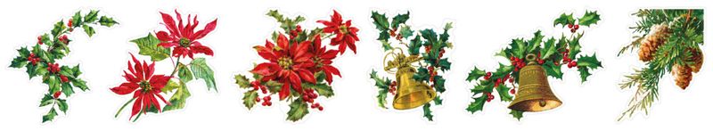 Vintage Christmas Transparent Stickers on Roll Greens 46