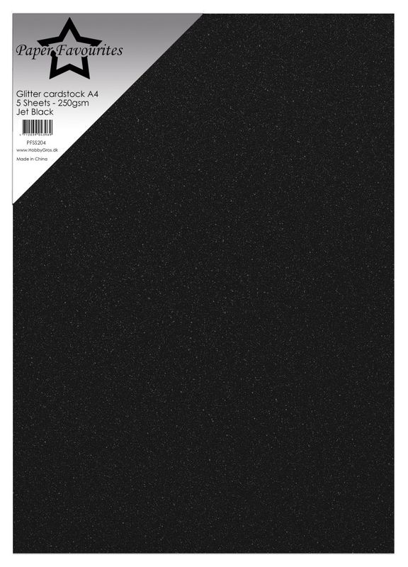 Jet Black A4 Glitter Cardstock 250gsm (5pcs) 
