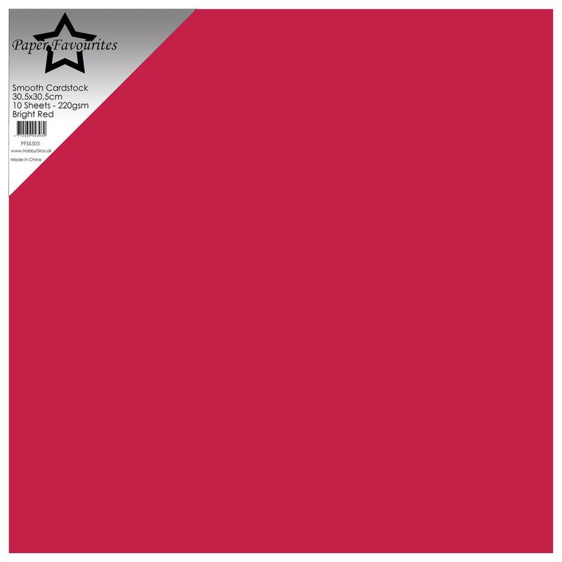 Bright Red 12x12 Inch Smooth Cardstock 220gsm (10pcs)