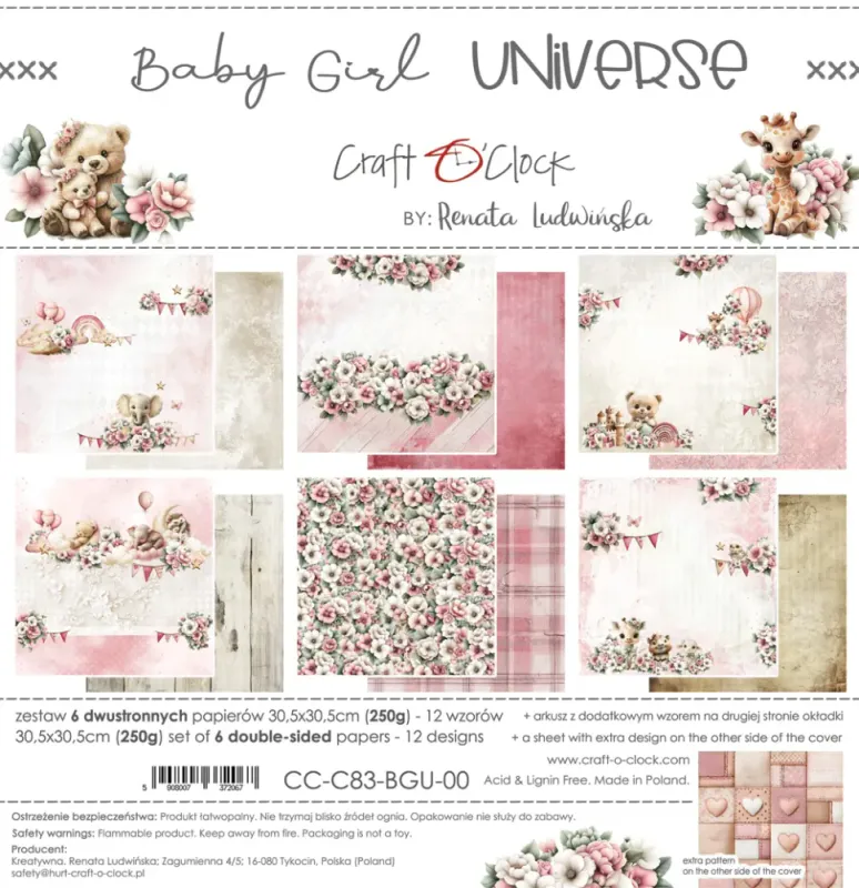 BABY GIRL UNIVERSE - A SET OF PAPERS 30.5 cm x 30.5 cm