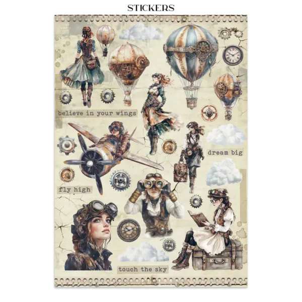 Voyages Fantastiques Junk Journal Stickers, Backgrounds, Cut-Outs 