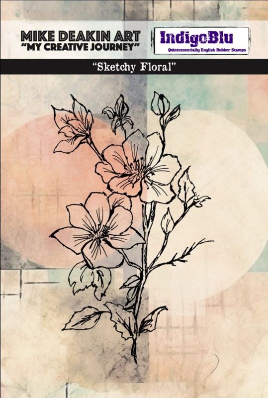 Sketchy Floral A6 Red Rubber Stamp
