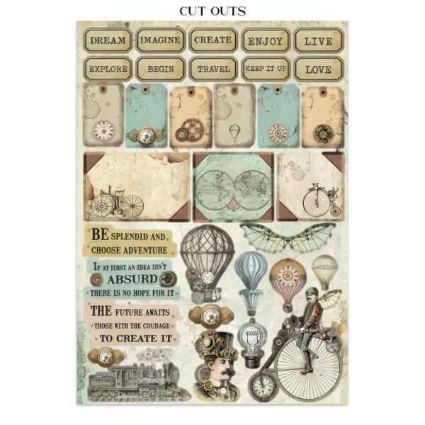 Voyages Fantastiques Junk Journal Stickers, Backgrounds, Cut-Outs 
