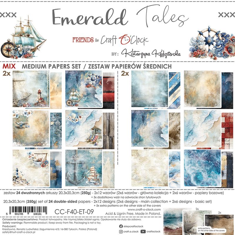 EMERALD TALES - A SET OF PAPERS 20,3X20,3CM - MIX