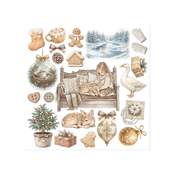 White Christmas Rub-On 15,5x15x5cm Assortment (6pcs) by Cristina Radovan