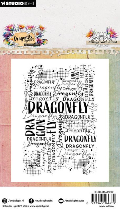 Dragonfly Dreams Clear Stamp Grunge Word Cloud