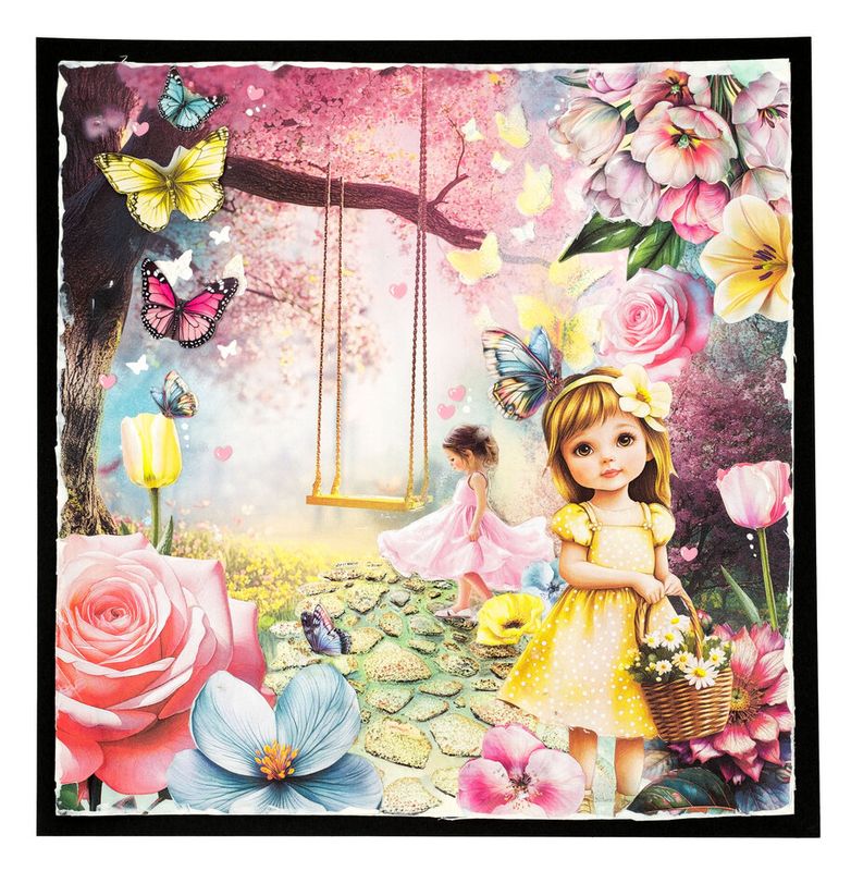 Fluttering Flowers Collage Paper Elements
