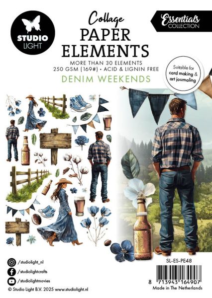 Denim Weekends Collage Paper Elements 